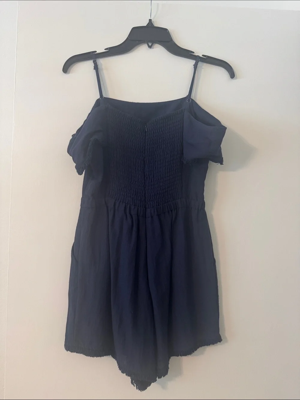 Off the Shoulder Navy Romper